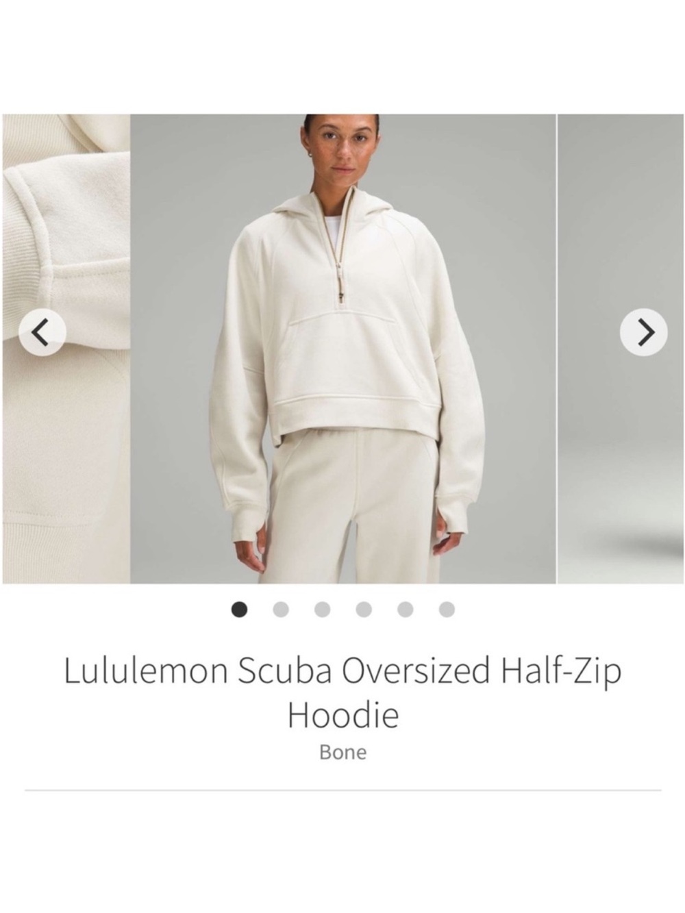 Lululemon Scuba Oversized Half Zip Hoodie BONE/GOLD Sz XS/S